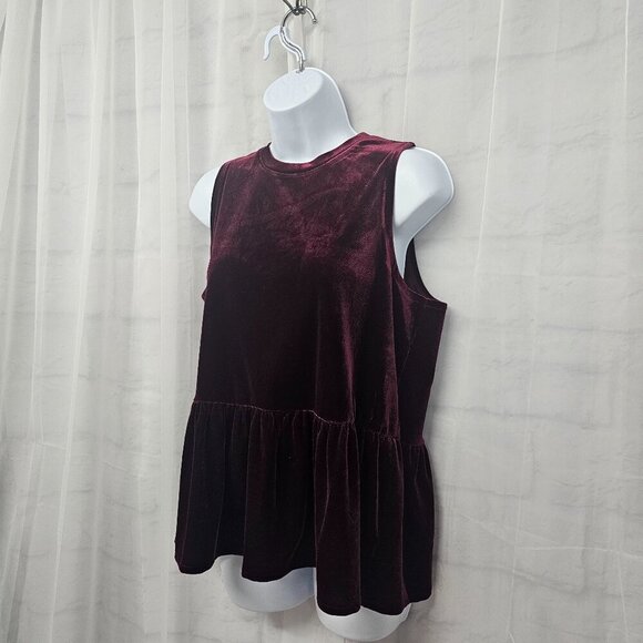 Mud Pie Burgundy Plum Velour Tank Peplum Y2K Goth Boho M - Picture 4 of 10